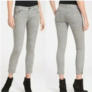 Free People Denim Gray Lace Print Skinny Zipper Ankle Jeans Size 29 FAIR